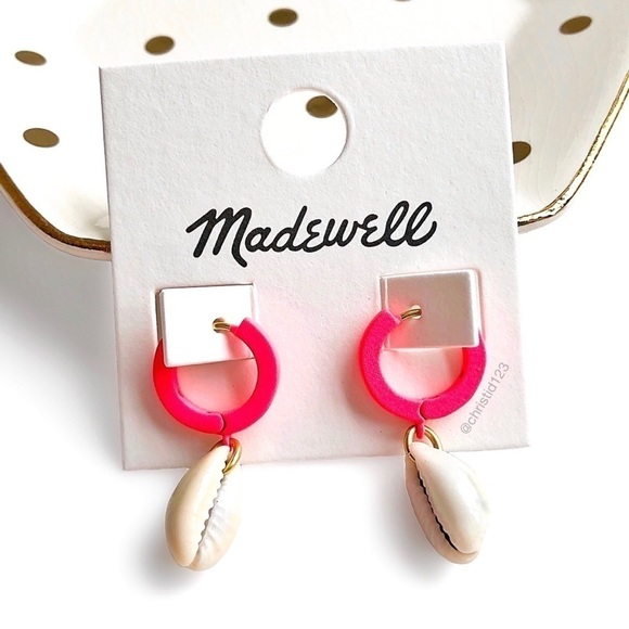 Madewell Shell Charm Neon Hoop Earrings - Picture 1 of 9